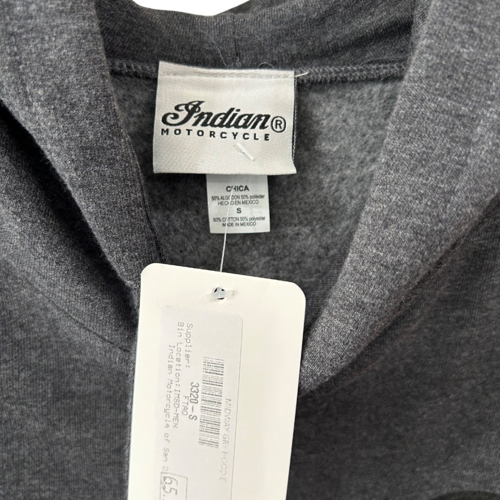 Indian motorcycle San Diego men’s Midway Hoodie S grey cotton poly NWT - Picture 7 of 8